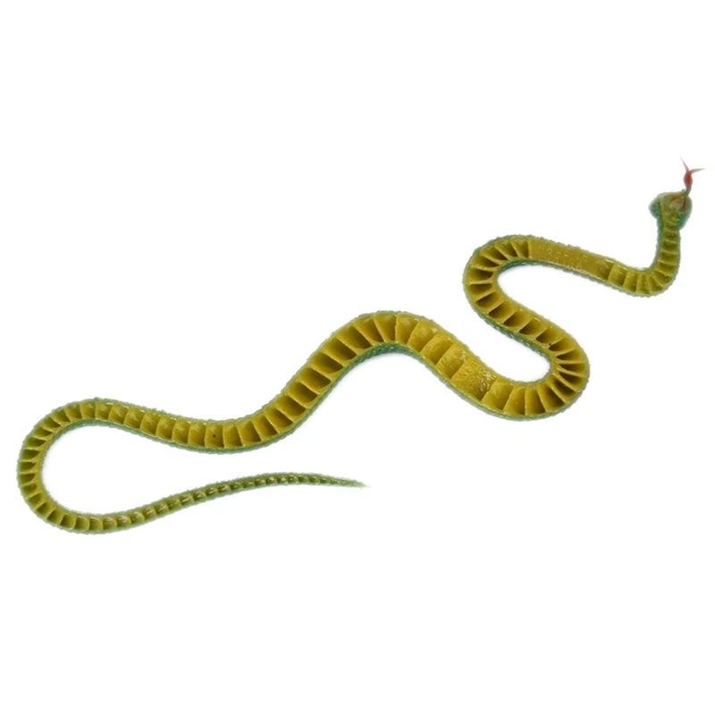 6X Simulation Soft Plastic Toy Snake Simulation Snake Rubber Tip Toy - Green