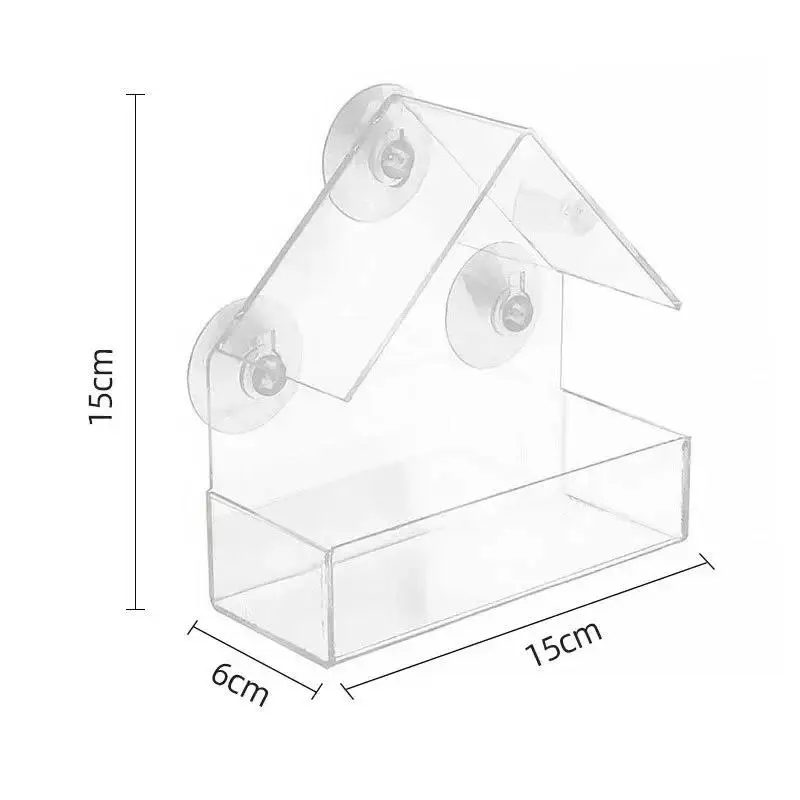 2024 Bird Feeder Transparent Food Dispenser House Outdoor Window Birdfeeder Water for Finches Chickadees