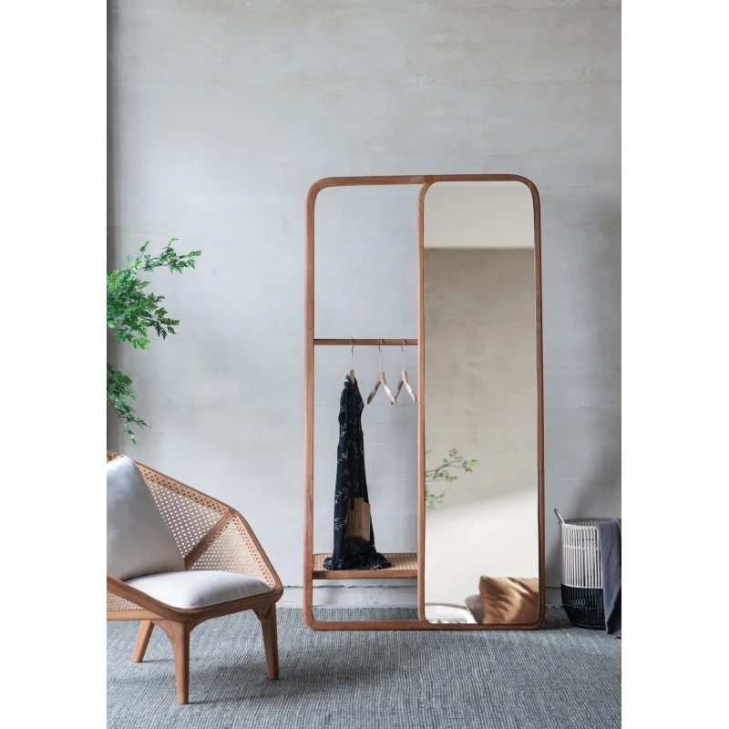 علاقة ملابس مقاس 38 × 23 × 71.5 مع مرآة، مقاس كبير