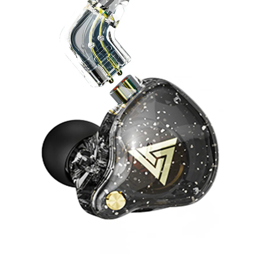 QKZ AK6 Pro HiFi-Kopfhörer mit Mikrofon, In-Ear-Ohrhörer, Monitor-Sport-DJ-Headset, 3,5 m, Schwarz/Weiß/Lila