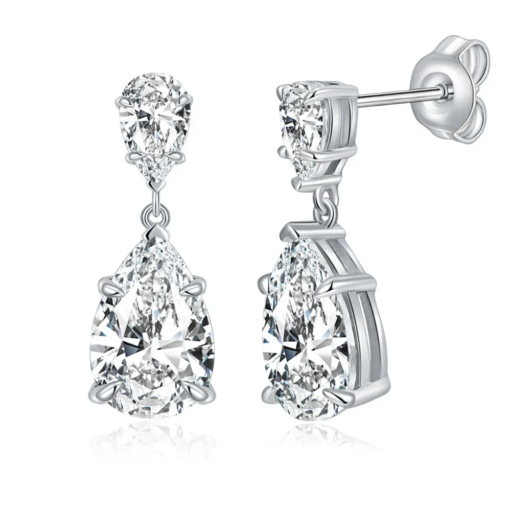 

7*11MM Real Moissanite Earrings 925 Sterling Silver VVS1 3EX Drop Earrings Lab Diamonds Pear Cut Bridal Jewelry Anniversary Gift