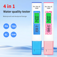 4 in 1 PH Meter TDS EC Temp Meter Digital Water Quality Tester 0-14 PH Tester 0-9990PPM LCD Water Purity PPM Aquarium Filter