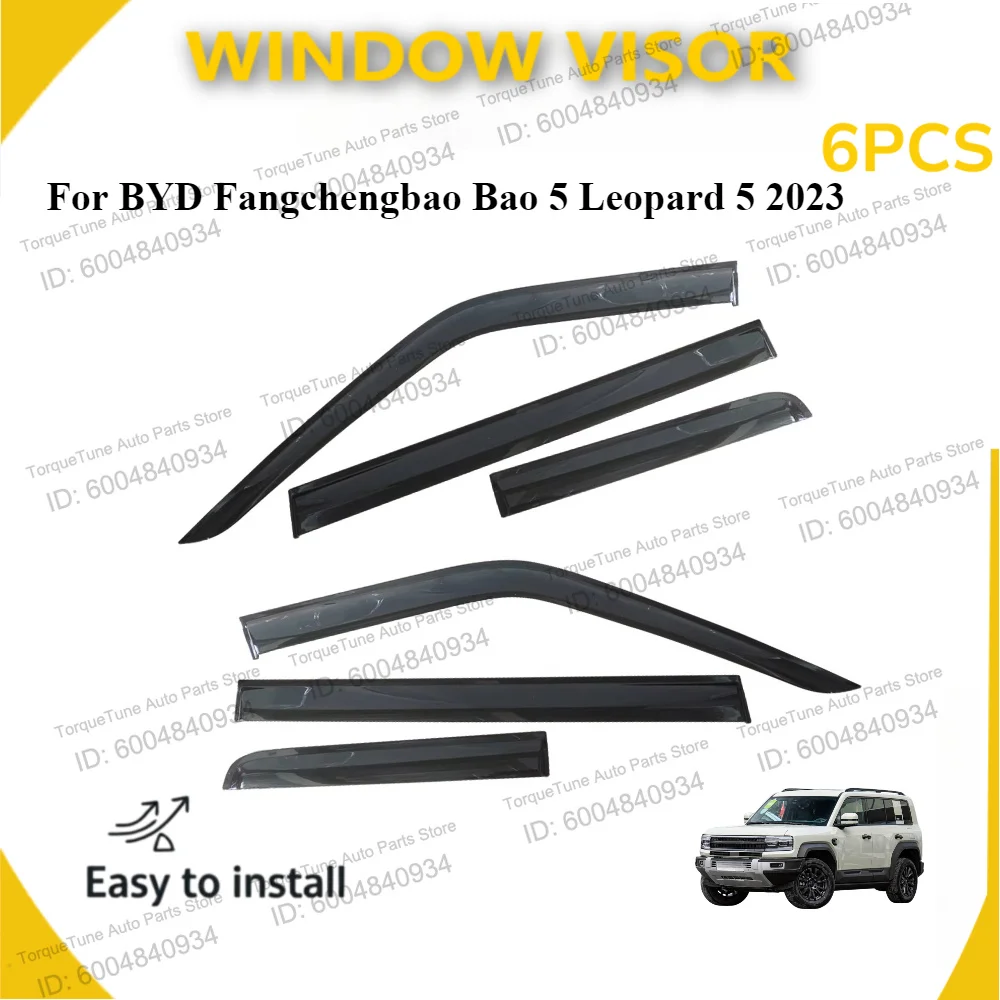 Custom Fit 6-Piece Window Deflector Set for BYD Leopard 5 (Bao 5) 2023 - Durable Sun Visor and Rain Guard Weather Shield