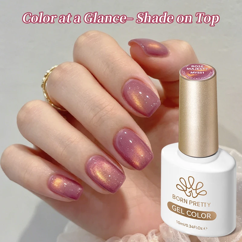 BORN PRETTY 10ml Roségold Light Cat Magnetgel Nagellack Pediküre Maniküre Nagelbedarf Semi-Permanent Abziehbarer UV-Gel