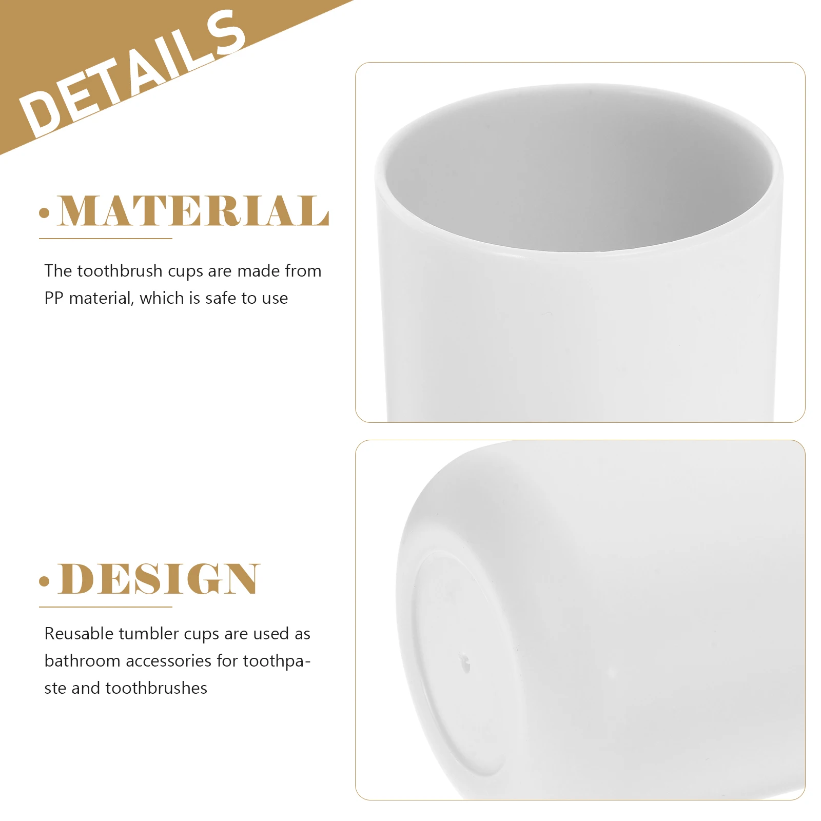 

2 Pcs Toothbrush Cups 300ml Pure White Bathroom Tumblers Mouthwash Drinkware Oral Care Rinsing Mugs Wash Containers Multi