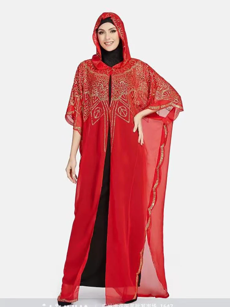 Women\'s Chiffon Batwing Sleeve Sequins and Fringes Loose and Versatile Dress African Fashion Gown Free Size Summer New 2022