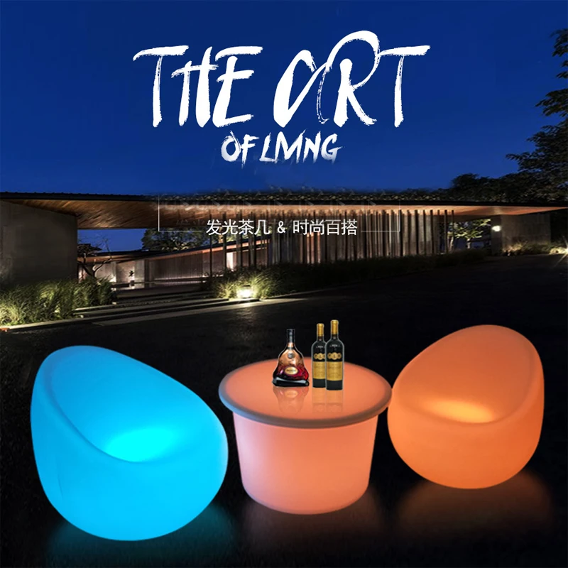 Luminous Sofa Single Person 65*65*72cm Patio Outdoor Furniture Sets LED Couch PE Plastic Waterproof Air Sofa Indoor Outdoors