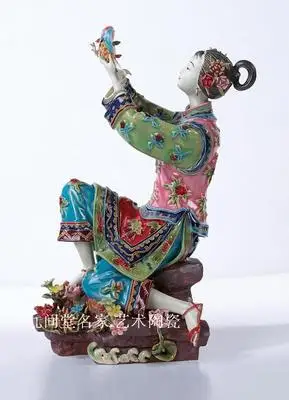 porcelain gift model room Chinese style decoration living room porch girl Beauty figure Sculpture statue Home art decorations t