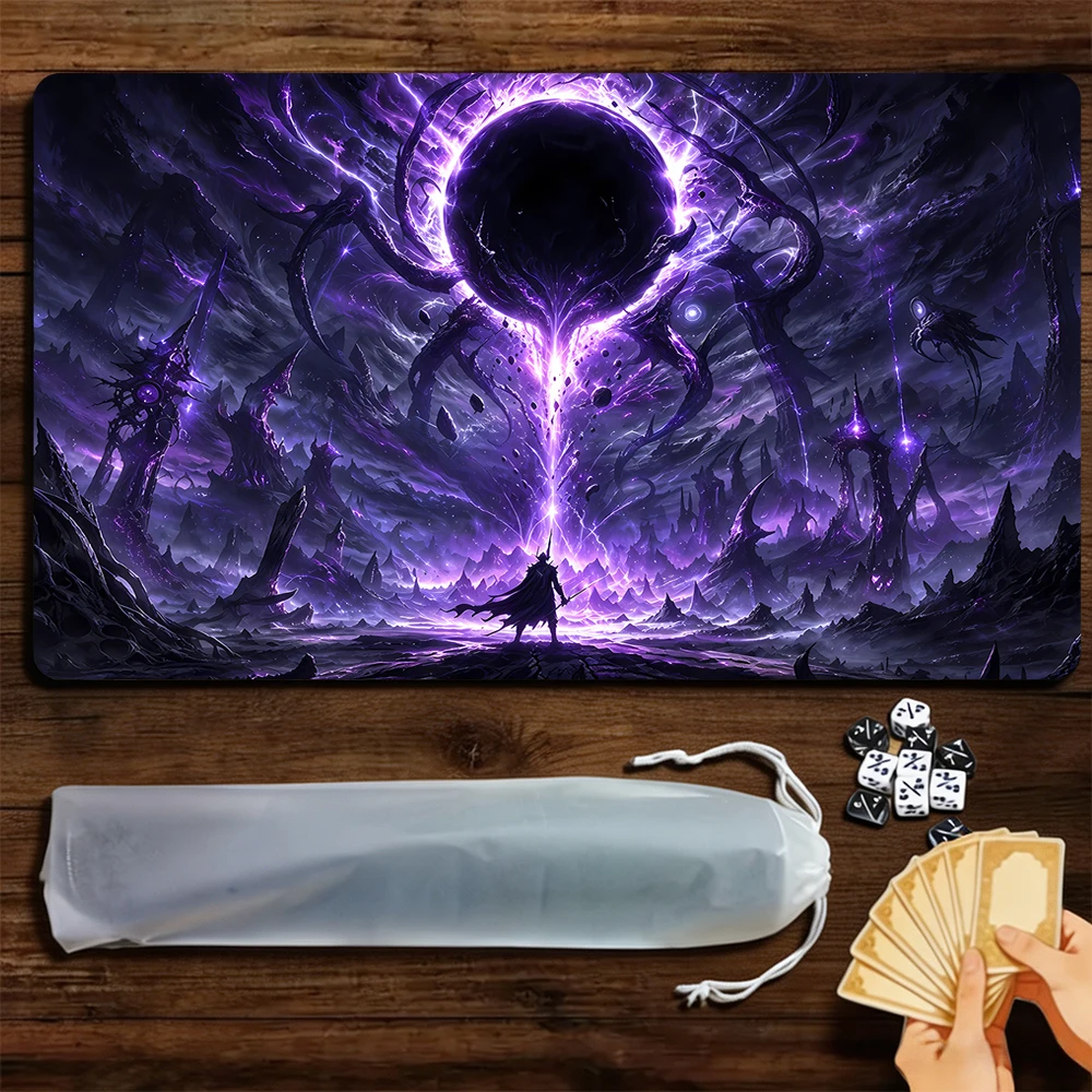 Mysterious Black Hole TCG Playmat Magic Playmat with Stitched Edge Anti-slip base 60X35cm Gathering Gaming Mat Trading Card Game