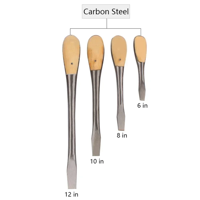 One Piece Heavy Duty Slotted Screwdriver With Wooden Handle Knockable Flat Blade 6/8/10/12 Inch Home Mchine Hand Repair Tools