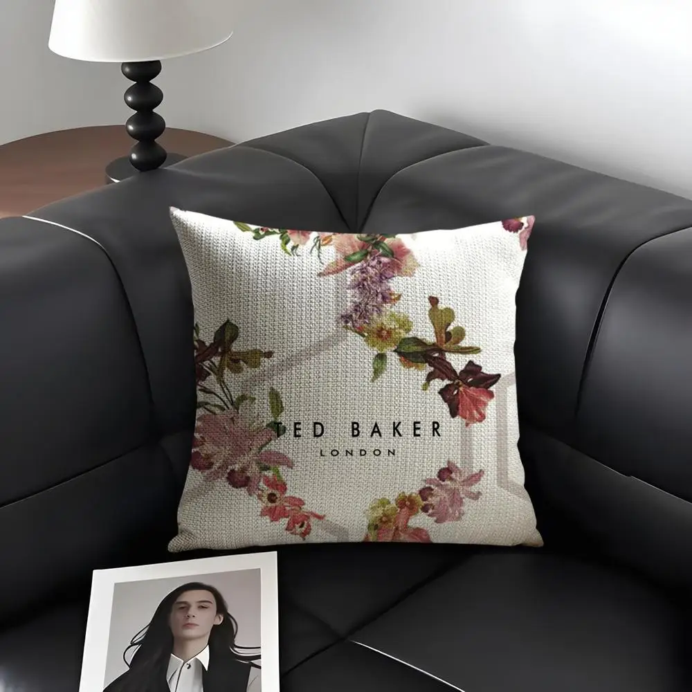 Moda T-TED B-BAKERs Federa in lino naturale Tessuto organico Stampa fronte-retro Divano Decorazioni per la casa Fodera per cuscino regalo