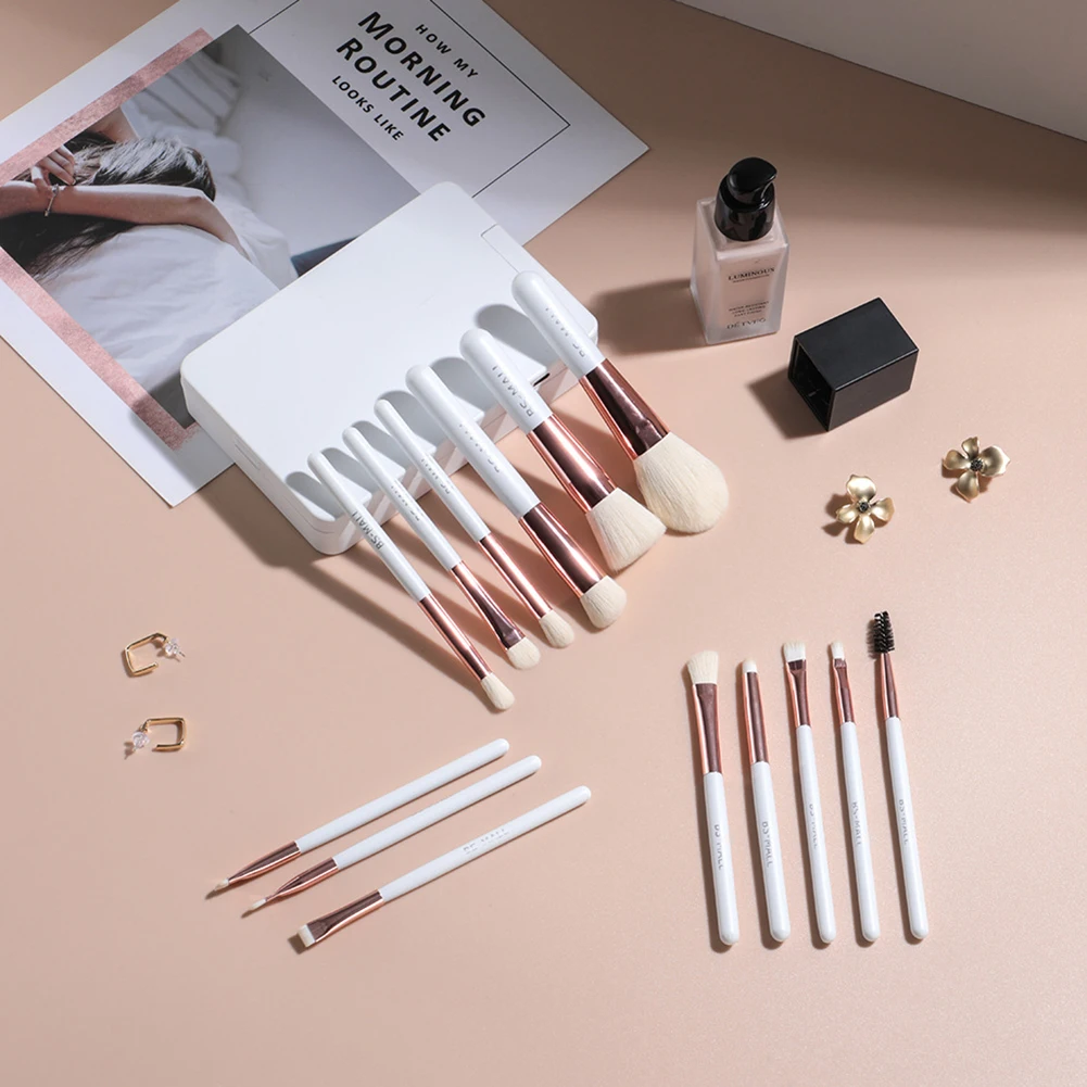 

14pcs Makeup Brushes Set With Lightable Mirror Lightweight Facial Makeup Tools For Face Makeup