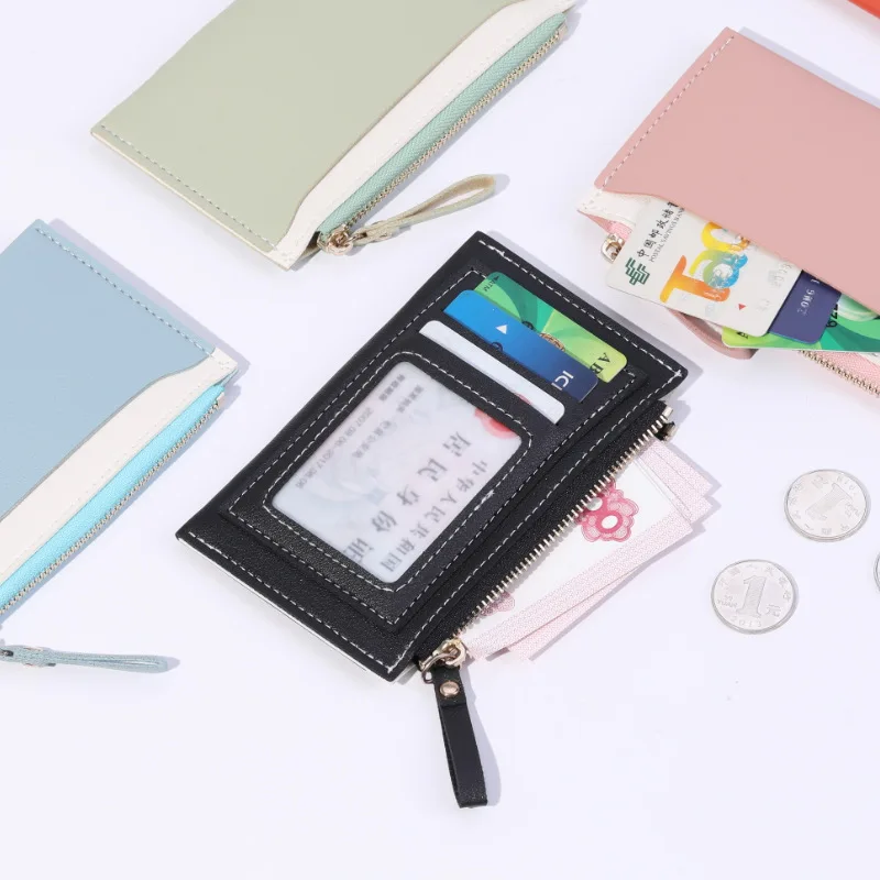 Fashion Card Bag For Women Small Fresh Color Combination Ultra-thin Delicate Card Document Clip Simple Small Coin Purse