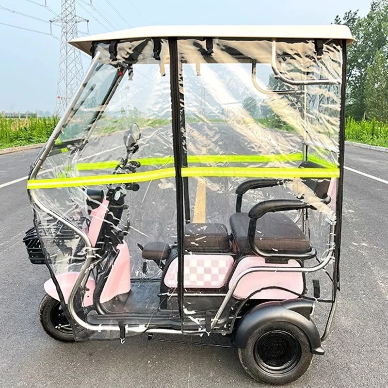 Stainless Steel Electric Tricycle Canopy 1.3*0.7m Waterproof Sunshade Shelter With Optional Rain Curtain Gauze