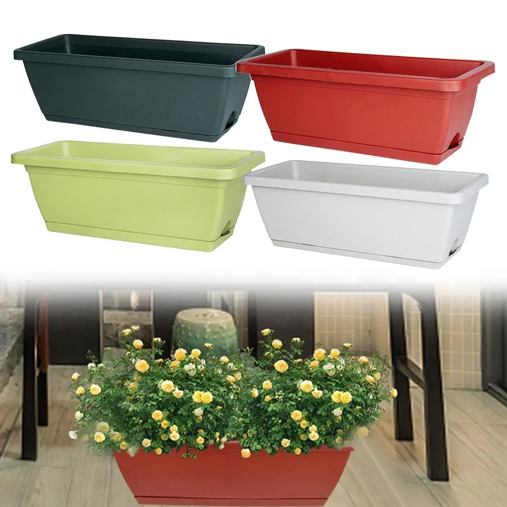 1pc Plastic Flower Pots Plastic Flower Pots Outdoors Flowerpot Office Bonsai Rectangular Basin Garden Tool Replacement Parts