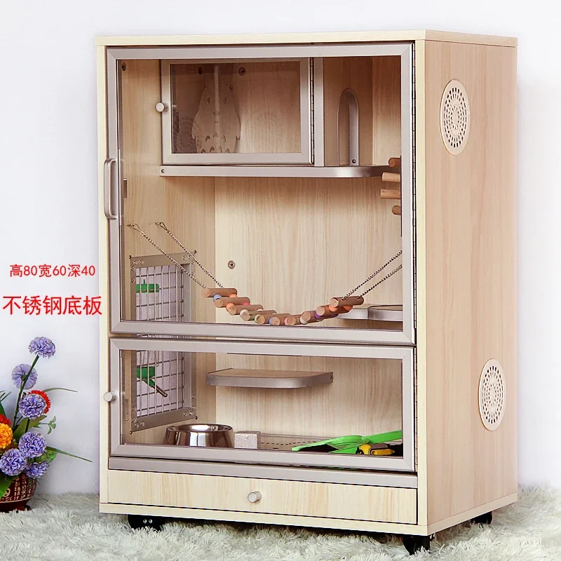 

Totoro Cabinet Cage Solid Wood Imported Log Ecological Board Villa Living Pet Air Conditioner Cage Dating Cage