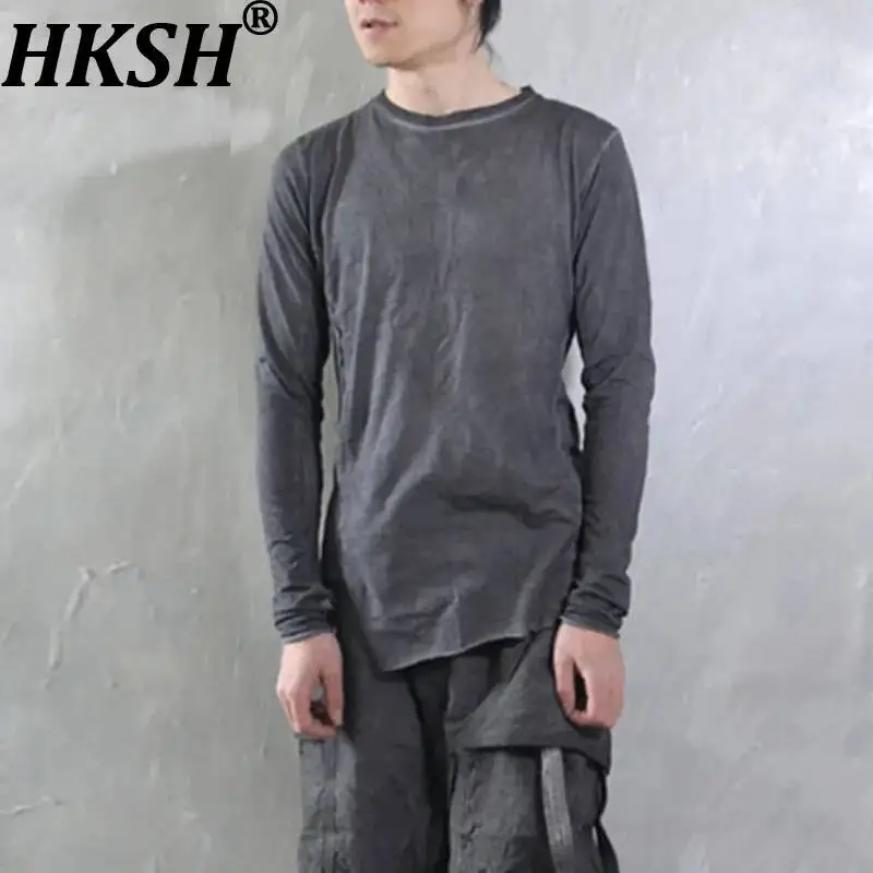 HKSH Original Men's Tide Punk Waste Land Retro Dark Design High Street European American Vintage Slim Asymmetrical Tees HK25964