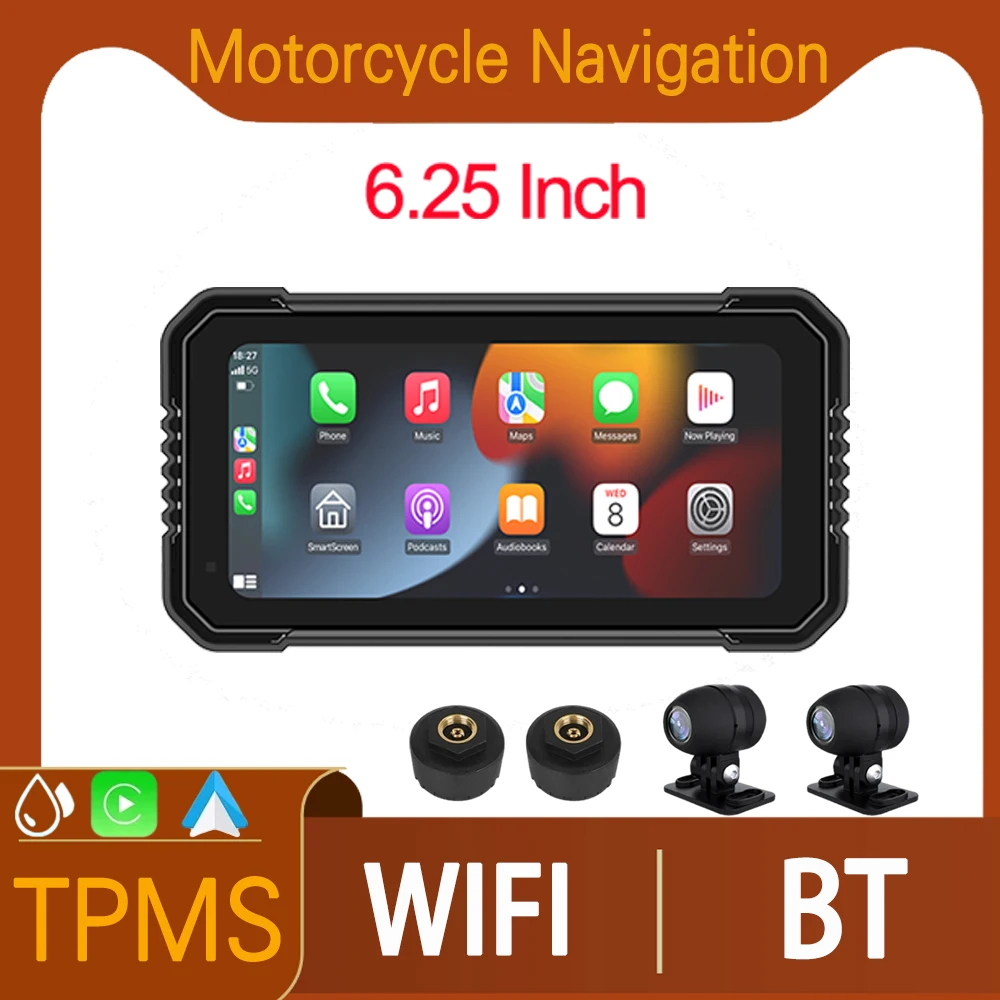 ETERNAL 6.25Inch Navigation Motorcycle Waterproof Carplay Display Screen Portable Motorcycle Wireless Android Auto Monitor