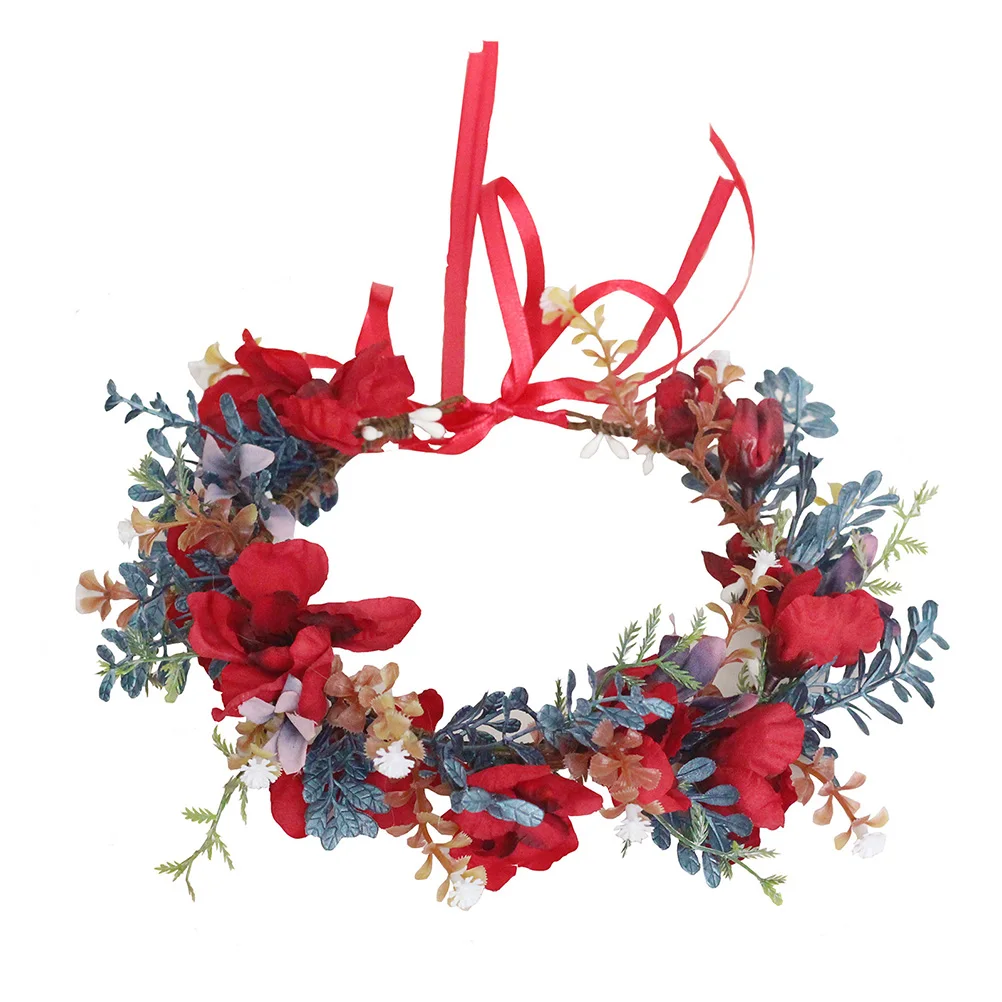 

Silk Iron PP Ribbon Wedding Wreath Headbands Artificial Flowers Hair Accessories Bride Floral Hairband Girl Head Garland