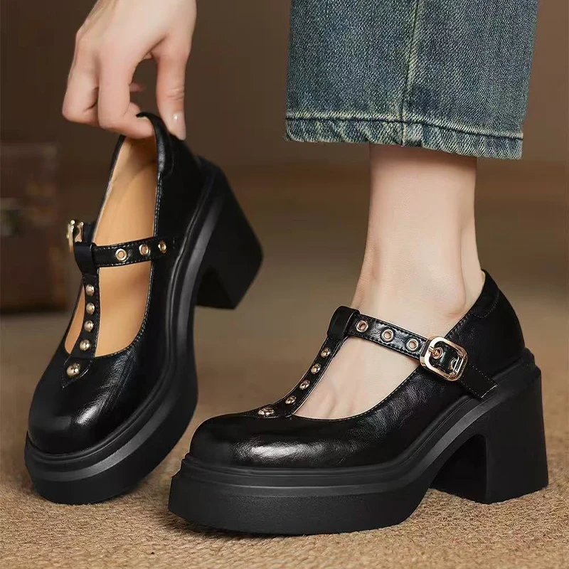 

Туфли-лоферы на платформе для женщин, дизайнерские туфли Мэри Джейн на массивной подошве, модные туфли-лодочки из мягкой кожи, весна 2026, сандалии