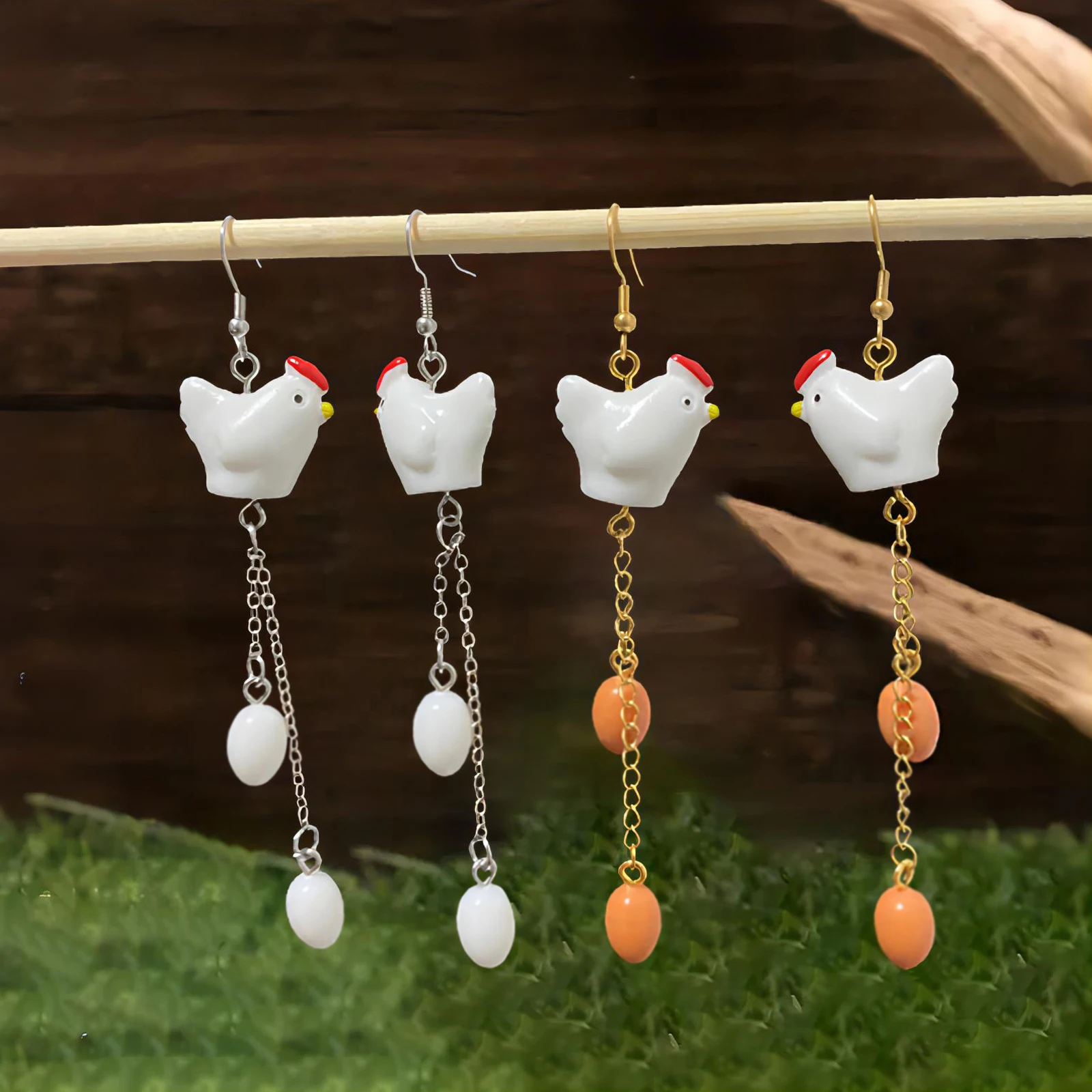 أقراط بيض الدجاج الخاصة ، راتنج ثلاثي الأبعاد ، مثير ، زوج واحد