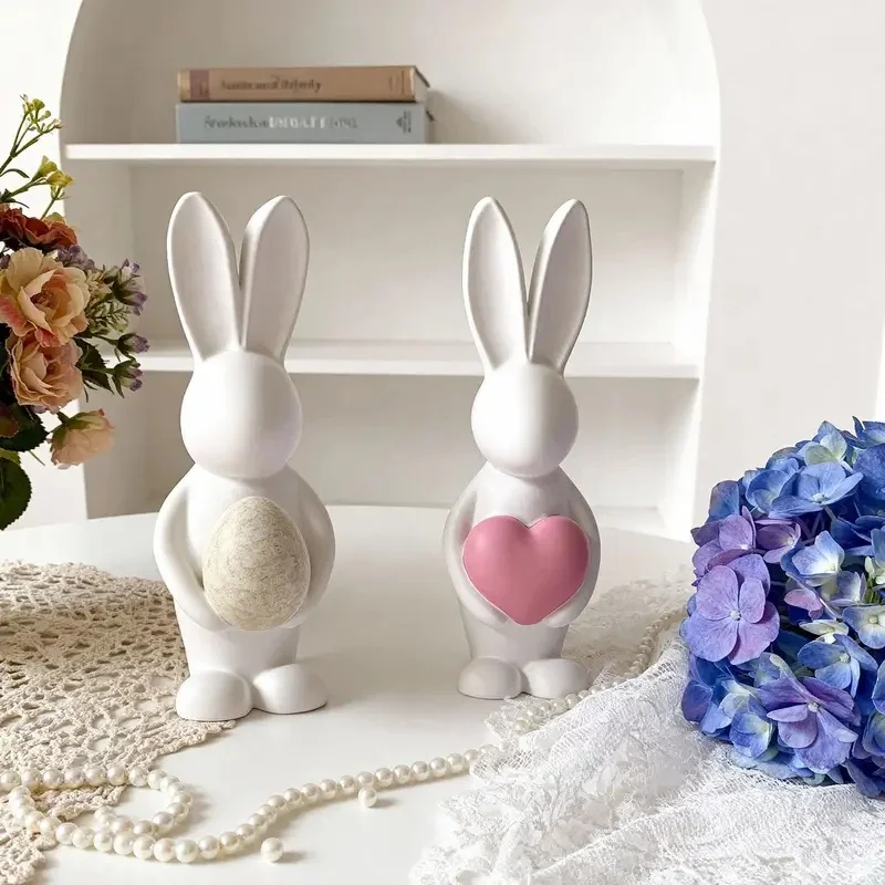 Easter Bunny Plaster Silicone Mold DIY Egg-holding Rabbit Animal Candle Silicone Mold Home Ornament Decoration Molds