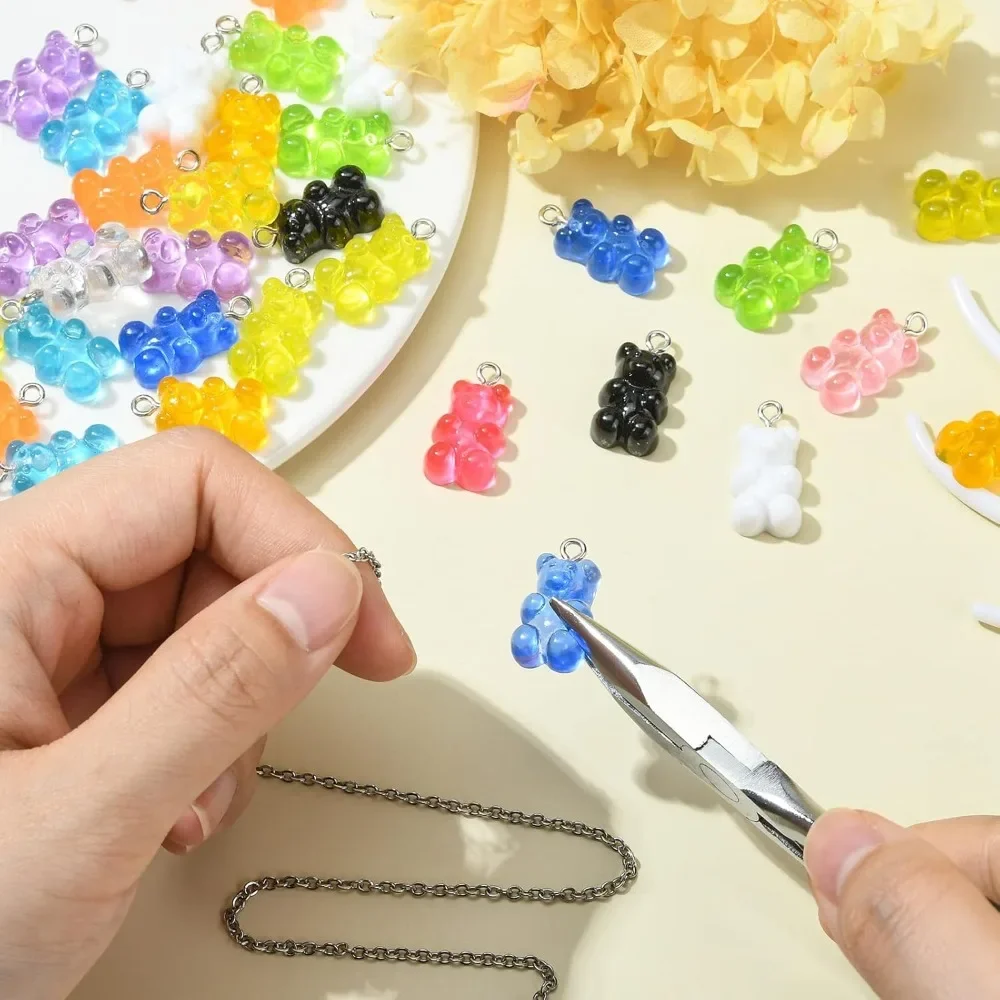 10/50/100 قطعة مختلطة غائر الدب سحر الراتنج هلام الحلوى سحر لصنع المجوهرات السائبة