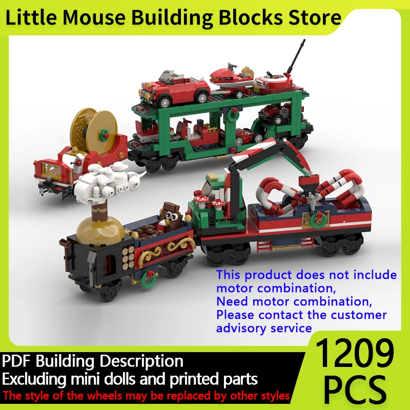 

Модель городской автомобиль MOC, строительные кирпичи, Рождественский грузовой поезд, модульная технология, подарки, праздник, сборка, детские игрушки, костюм