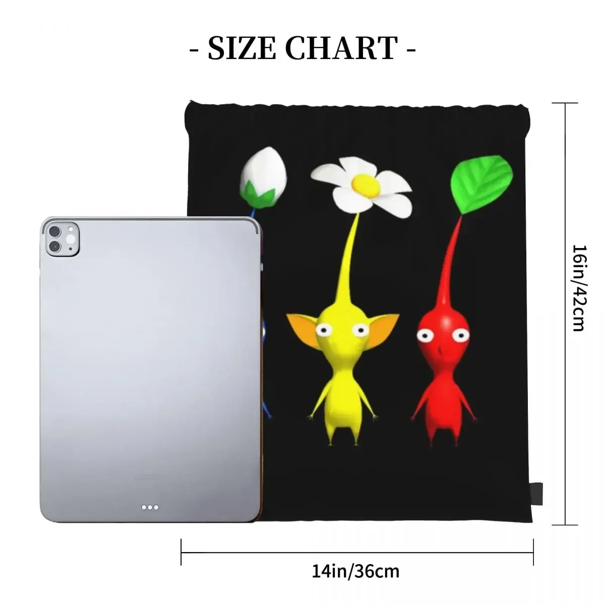 Pikmin Characters Backpacks Casual Portable Drawstring Bags Drawstring Bundle Pocket Sundries Bag BookBag For Travel School