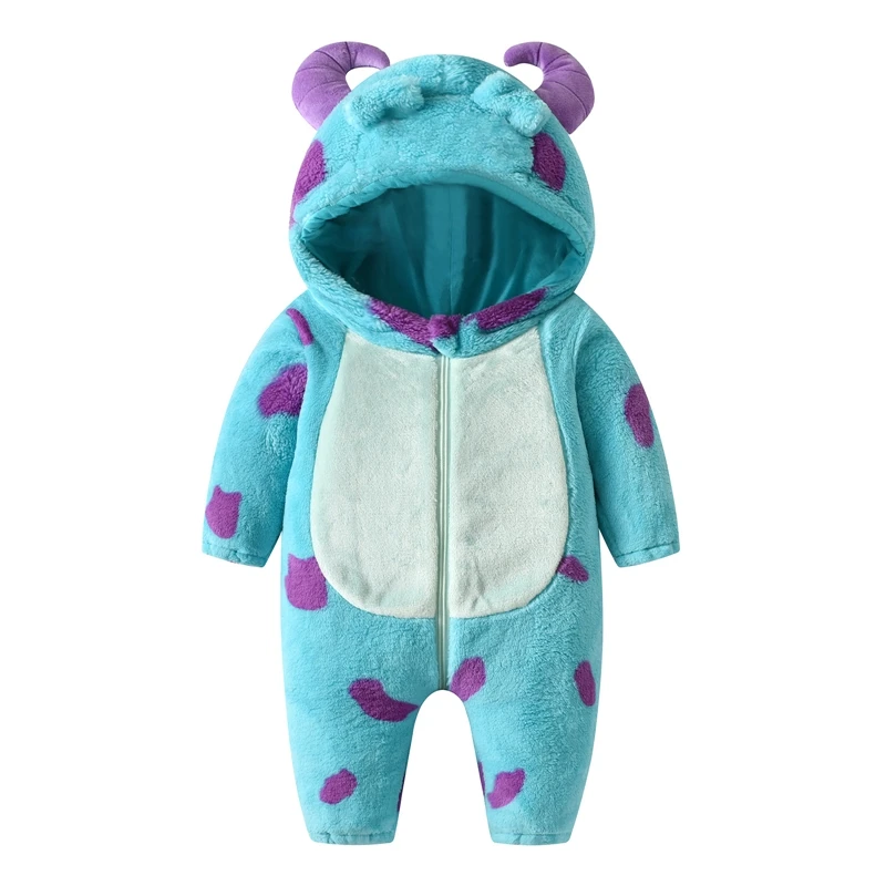 Toddler Baby Girl Boy Halloween Costume Cartoon Animal Hooded Long Sleeve Fleece Zipper Jumpsuit Romper Warm Fall Winter Clothes