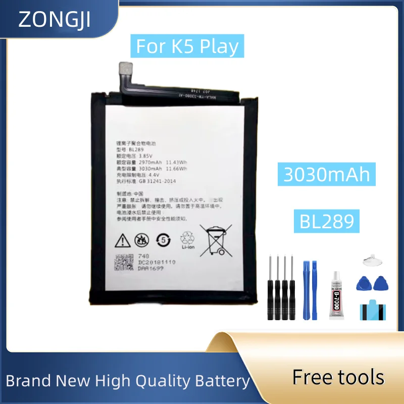 

Новый аккумулятор 3030 мАч BL289 для K5 Play L38011, сменные аккумуляторы для мобильных телефонов + бесплатные инструменты