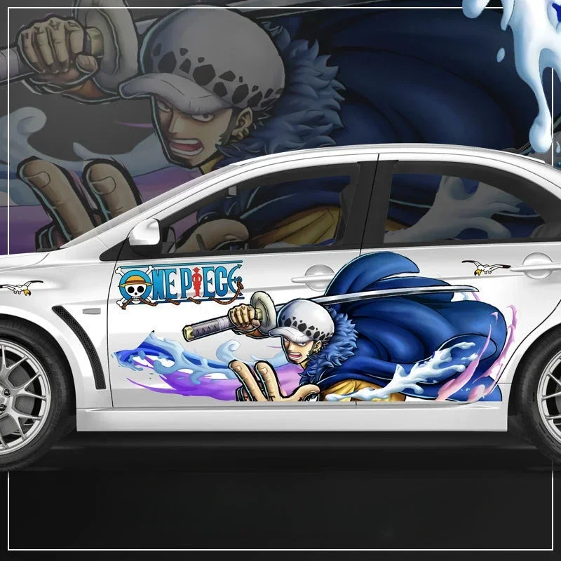 Stiker mobil Anime One Piece stiker mobil besar vinil kedap air dekorasi mobil khusus Luffy Zoro Nami Hancock Ace