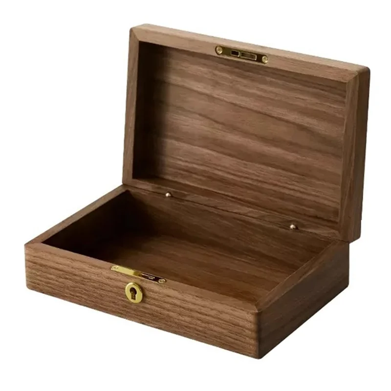 

NEW-Home Desktop Storage Box Walnut Vintage Solid Wood Item Cosmetic Jewelry Organizer