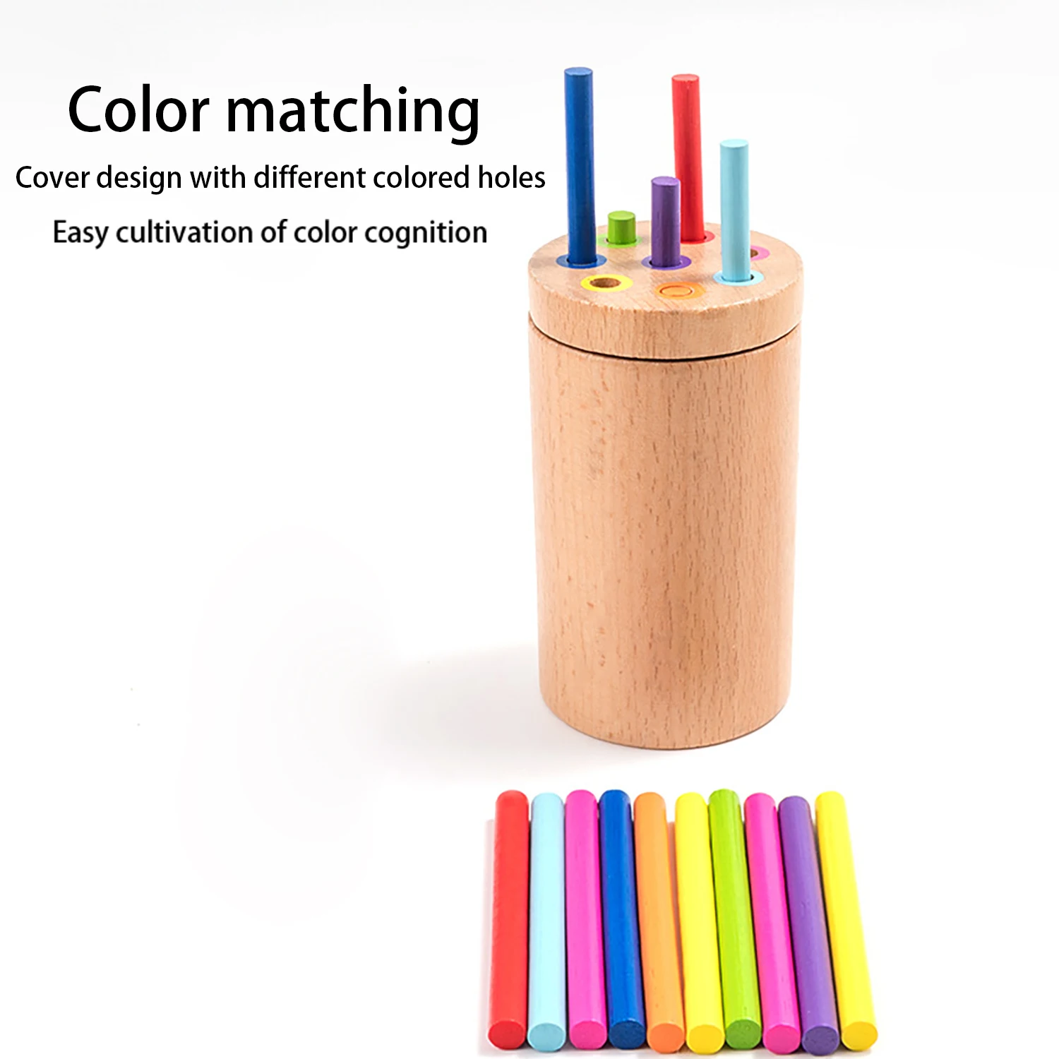 몬테소리 교구 나무 색상 분류, 어린이 조기 교육 퍼즐 장난감, 색상 인식