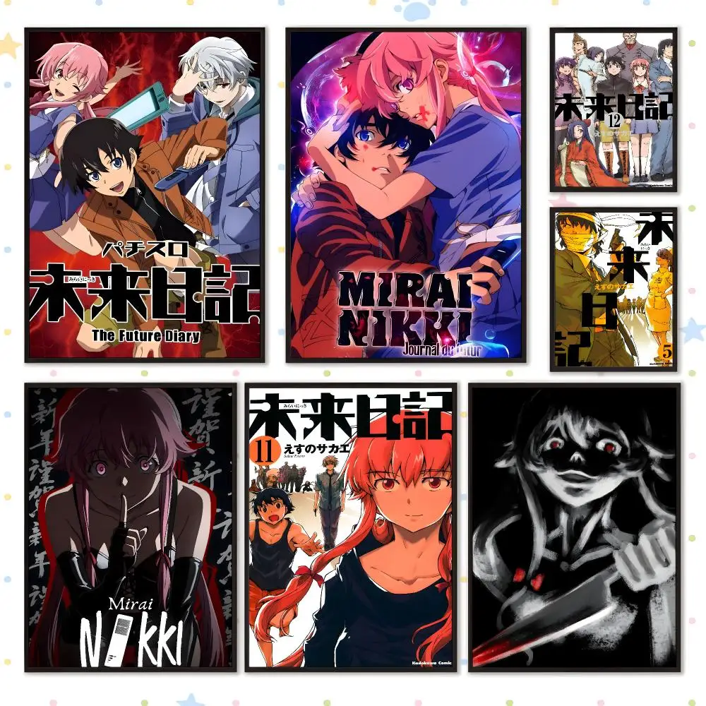 Anime Mirai Nikki Poster HD Waterproof PP Self Adhesive Aesthetic Bedroom Dorm Gaming Room Home Decor Gift