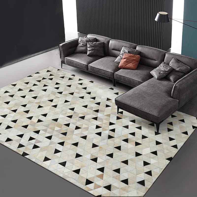 

European Simple Cowhide Patchwork Carpet Handmade Home Sofa Rug Decoration Parlor Bedroom Area Rug Living Room Carpets