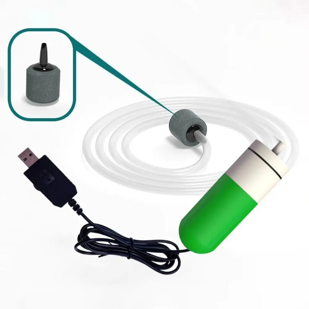 Verstelbare snelheid Aquarium Zuurstof Luchtpomp USB Opladen Draagbare luchtcompressor Beluchter Antislip Ultrastille zuurstofbeluchter