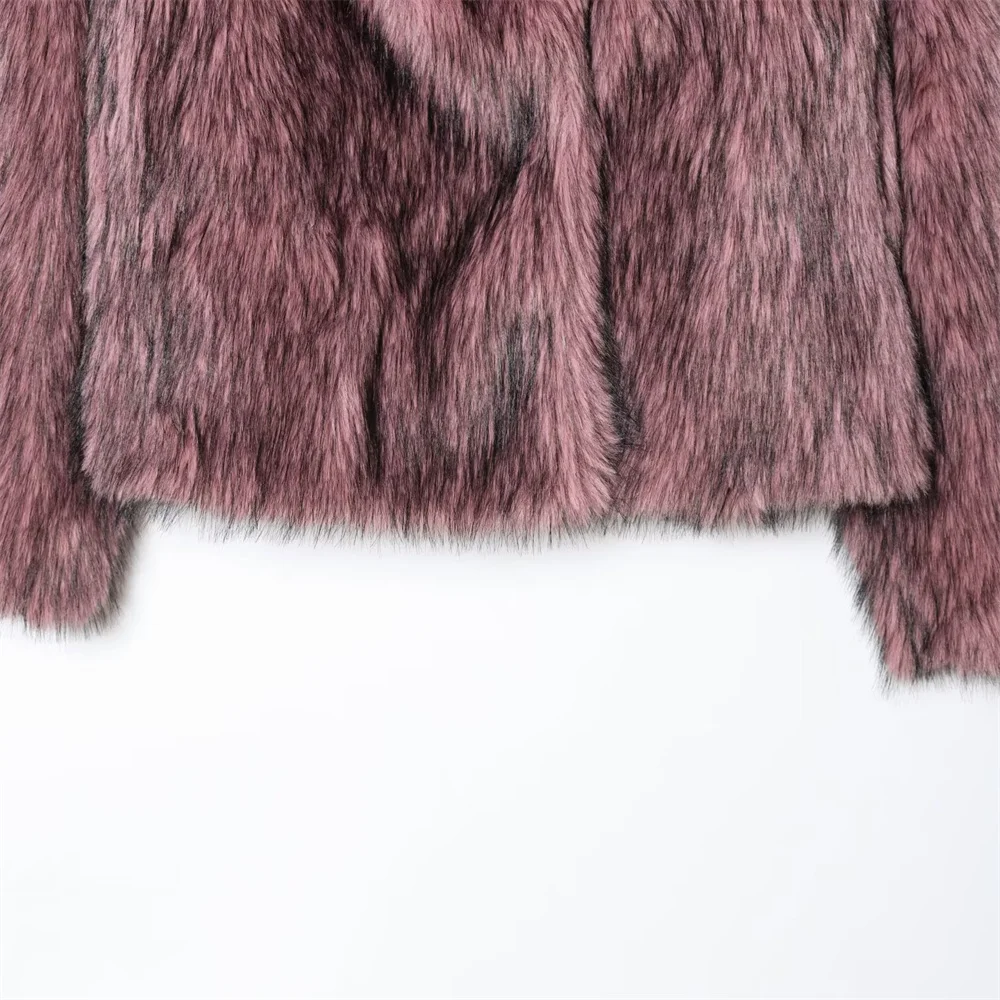 Nowa kolekcja jesień-zima: damski płaszcz casualowy z efektem sztucznego futra, z klapami, długim rękawem, ciepły i gruby.