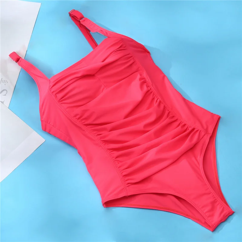 Traje de baño Sexy de una pieza de talla grande para mujer, traje de baño de talla grande con realce, traje de baño cerrado para mujer, ropa de