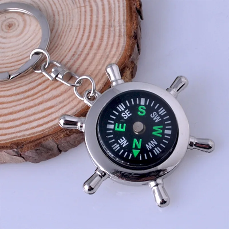 

Vintage Compass Key Chains Rings Mens Silver Color KeyChains Car Bag Pendant Keyring Key Holder Gift Jewelry