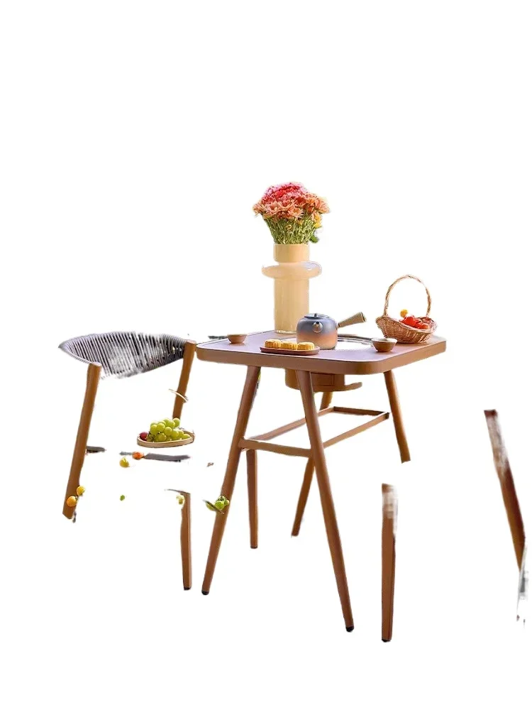 

Outdoor barbecue, barbecue, outdoor courtyard, balcony, tea table and chairs, small leisure household rattan chair three-piece