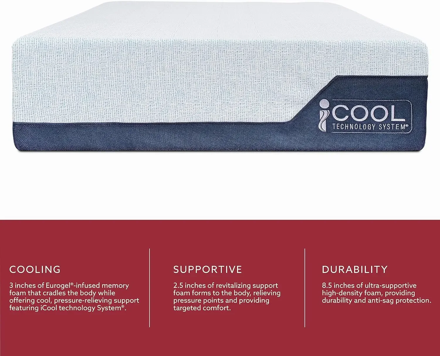 iCOOL Tech and Cooling Gel Infused Medium Plush Memory Foam Mattress