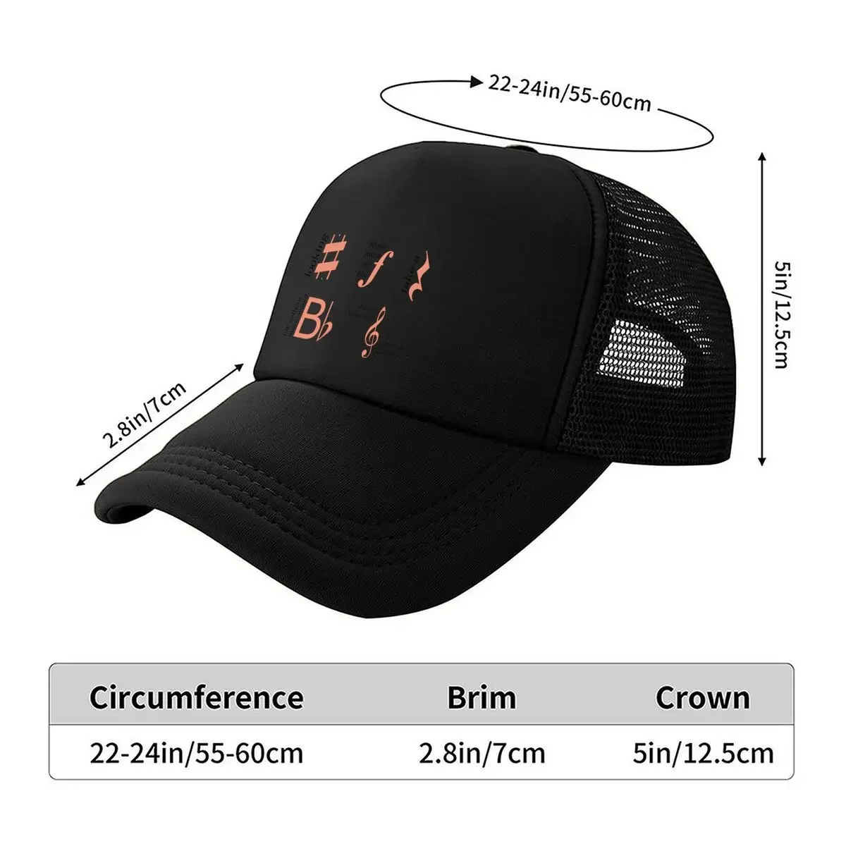 Musik Puns Aufkleber Mesh Baseball Cap