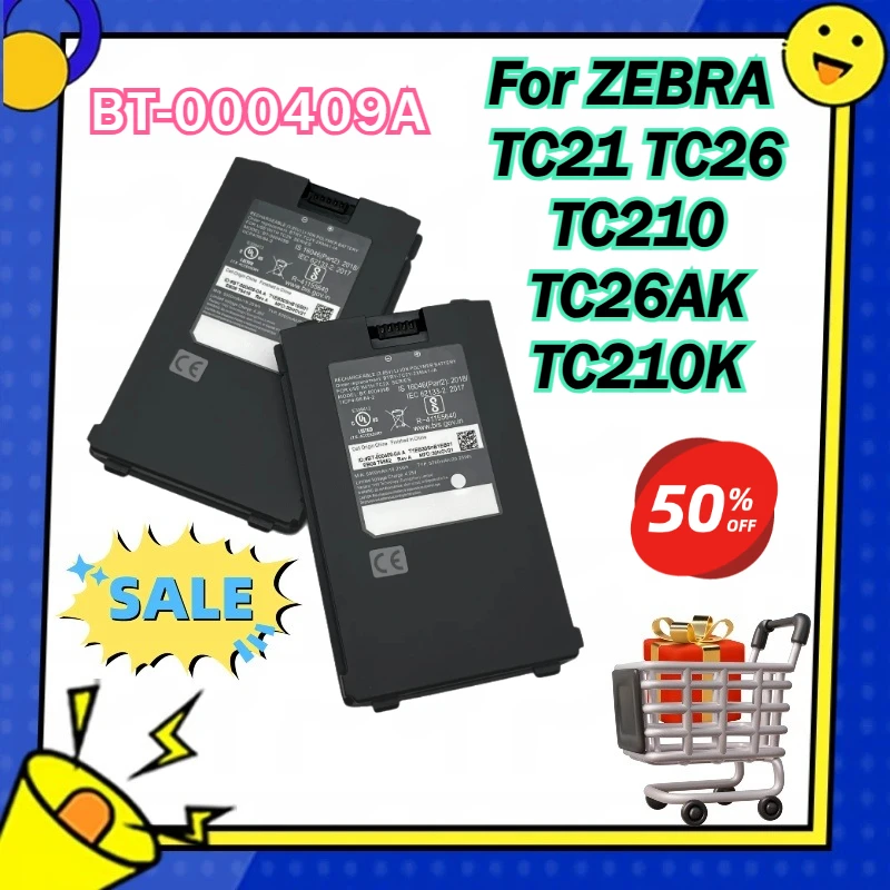 

Brand New BT-000409A 5260MAH for ZEBRA TC21 TC26 TC210 TC26AK TC210K, BT-000409 BTRY-TC2Y-1XMA1-01 BT-000411 Thickened Battery