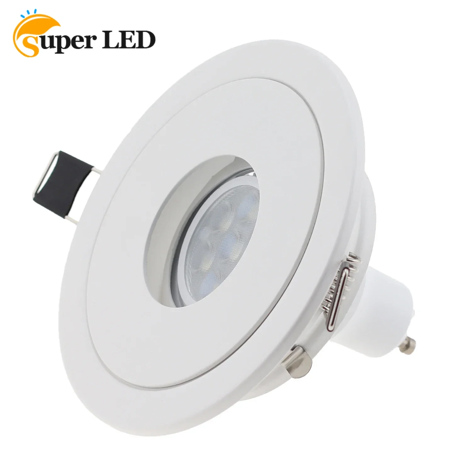 Ampoule LED 6W MR16 GU10, boîtier de globe oculaire, cadre en fer, plafonnier, luminaire rond et blanc