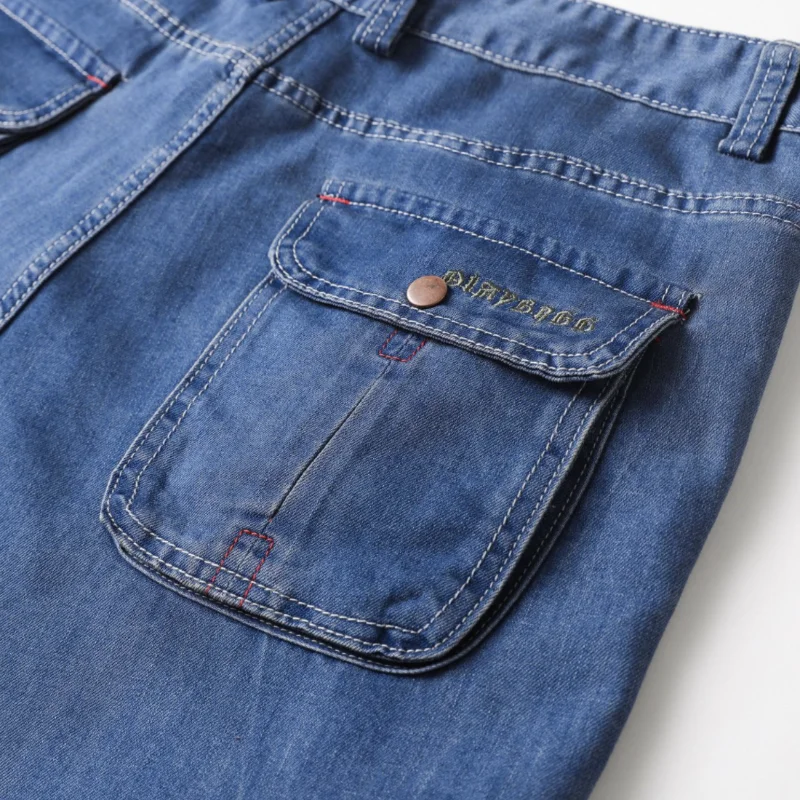 Simple Fashion Casual Loose Multi-pocket Jeans Men\'s Shorts Plus Size Shorts Safari Style Summer Shorts Baggy Jeans