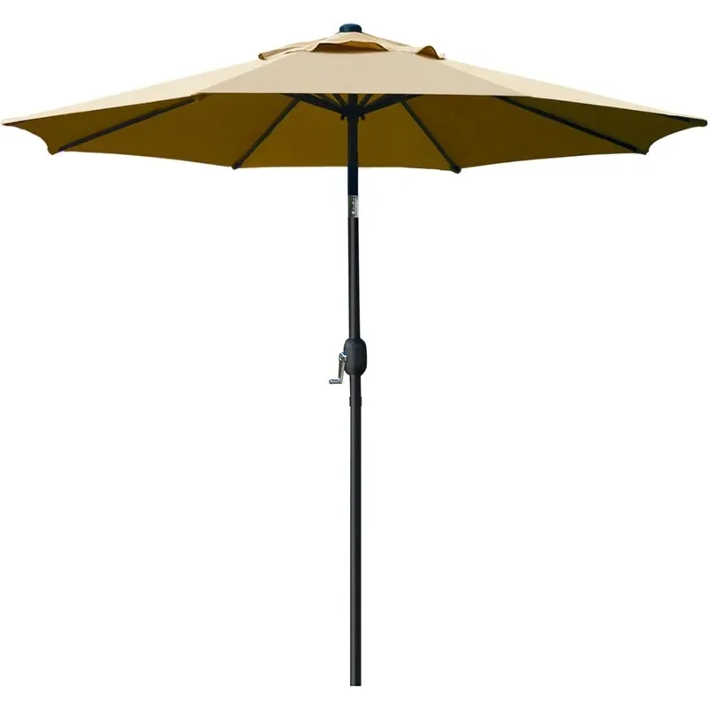 9' Patio Umbrella Outdoor Table Umbrella with 8 Sturdy Ribs (Tan)