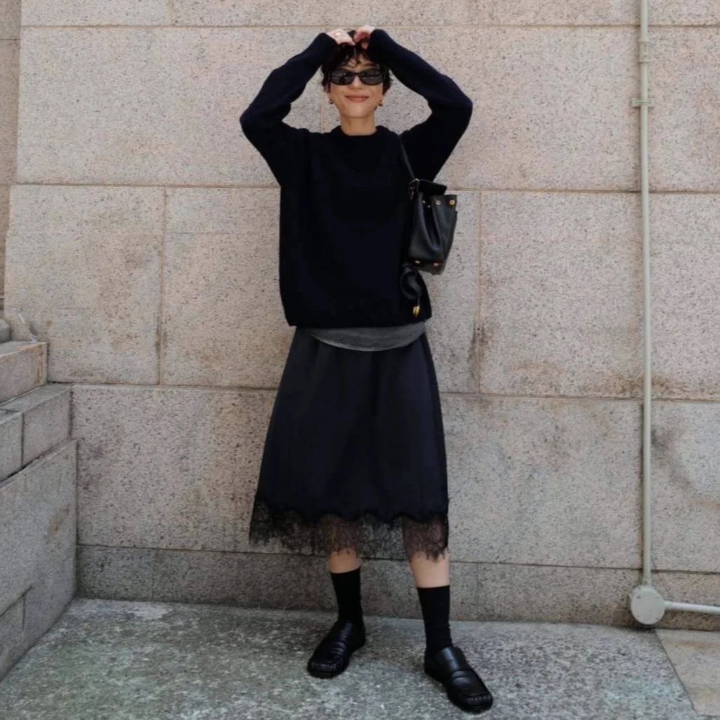 

Gagarich Autumn Winter New 2025 Japanese Retro Fashion Lace French Style Half Skirt Loose and Slim Stacked Half Skirts