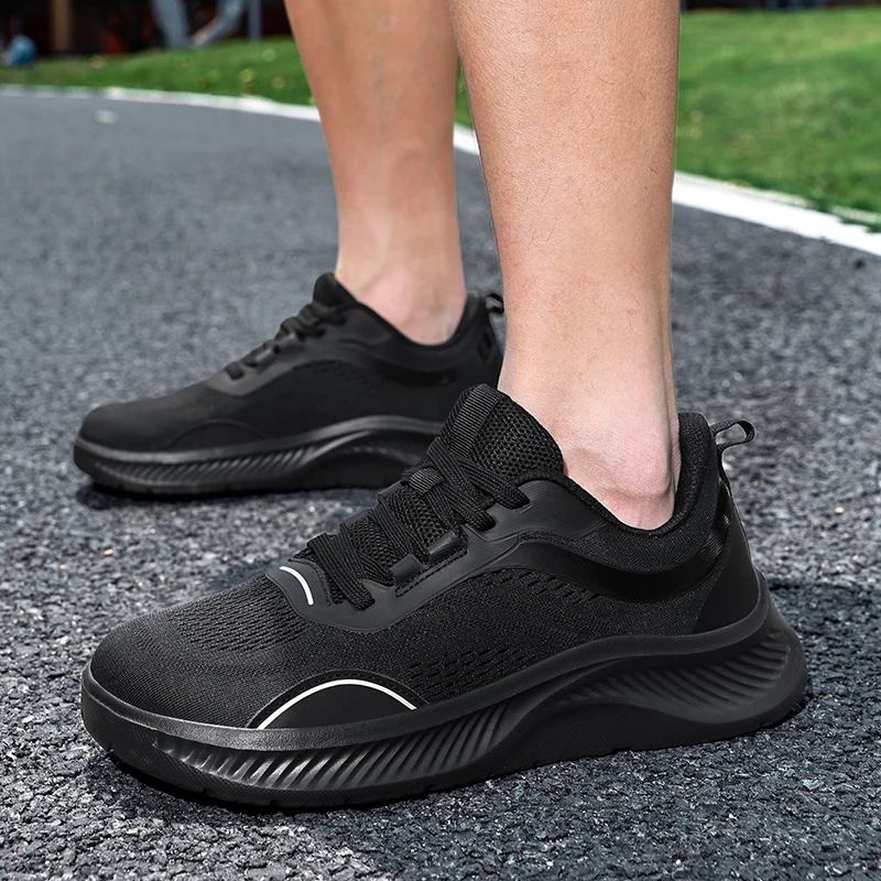 Low Top Solid Men Footwear Soft Wrap Ankle Shock Resistant Cushion Sole Simple Anti Slip Outdoor Walking Sneakers