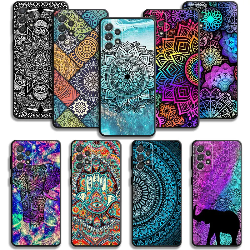 Cassa del telefono Per Samsung Galaxy A14 A73 A53 A71 A51 A31 A33 A22 A12 A21s A13 A32 A52s A72 A52 A23 Mandala Chakra Yoga Elefante